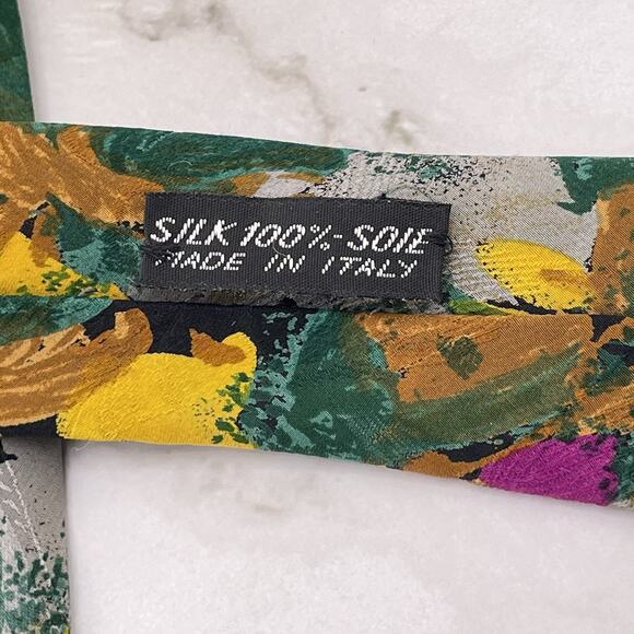 Vintage Bernini Beverly Hills Abstract Print Italian 100% Silk Necktie Tie Bold - Picture 5 of 5